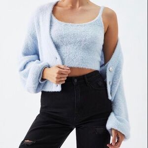 {Kendall & Kylie} Light Blue Fuzzy Cropped Tank ~ Size Medium